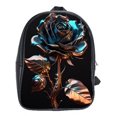 Gold Flower Rose Metal Rose School Bag (large) by Ravend