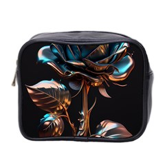 Gold Flower Rose Metal Rose Mini Toiletries Bag (two Sides) by Ravend