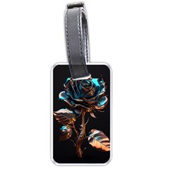 Gold Flower Rose Metal Rose Luggage Tag (one Side) by Ravend