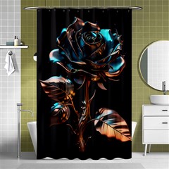 Gold Flower Rose Metal Rose Shower Curtain 48  X 72  (small)  by Ravend