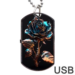 Gold Flower Rose Metal Rose Dog Tag Usb Flash (one Side) by Ravend