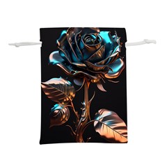 Gold Flower Rose Metal Rose Lightweight Drawstring Pouch (s) by Ravend