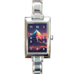 Mountain Sky Color Colorful Night Rectangle Italian Charm Watch by Ravend