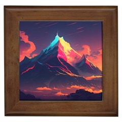 Mountain Sky Color Colorful Night Framed Tile by Ravend