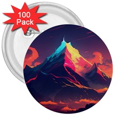 Mountain Sky Color Colorful Night 3  Buttons (100 Pack)  by Ravend