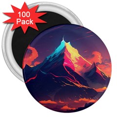 Mountain Sky Color Colorful Night 3  Magnets (100 Pack) by Ravend