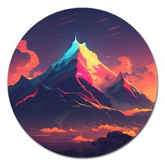 Mountain Sky Color Colorful Night Magnet 5  (round) by Ravend