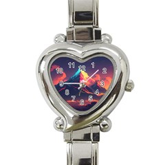 Mountain Sky Color Colorful Night Heart Italian Charm Watch by Ravend