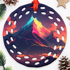 Mountain Sky Color Colorful Night Ornament (round Filigree)