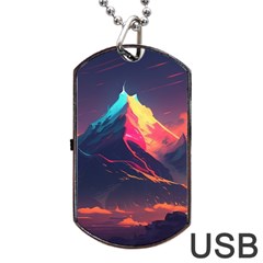 Mountain Sky Color Colorful Night Dog Tag Usb Flash (one Side) by Ravend