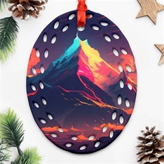 Mountain Sky Color Colorful Night Oval Filigree Ornament (two Sides)