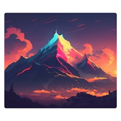 Mountain Sky Color Colorful Night One Side Premium Plush Fleece Blanket (small)