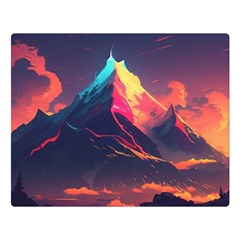 Mountain Sky Color Colorful Night One Side Premium Plush Fleece Blanket (large) by Ravend