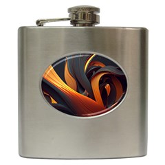 Swirls Abstract Watercolor Colorful Hip Flask (6 Oz) by Ravend