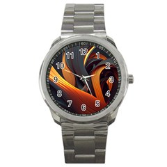 Swirls Abstract Watercolor Colorful Sport Metal Watch by Ravend