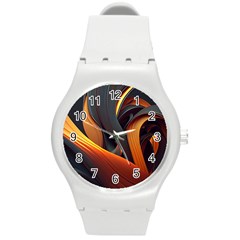 Swirls Abstract Watercolor Colorful Round Plastic Sport Watch (m) by Ravend