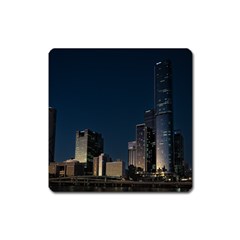 Skyline Brisbane Sunset Downtown Square Magnet by Ravend