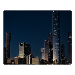 Skyline Brisbane Sunset Downtown Premium Plush Fleece Blanket (large) by Ravend