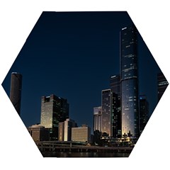 Skyline Brisbane Sunset Downtown Wooden Puzzle Hexagon