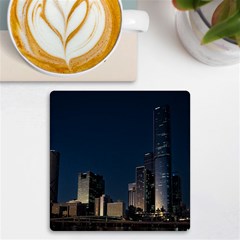 Skyline Brisbane Sunset Downtown Uv Print Square Tile Coaster  by Ravend