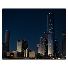 Skyline Brisbane Sunset Downtown One Side Premium Plush Fleece Blanket (medium)