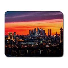 Downtown Skyline Sunset Buildings Small Mousepad by Ravend