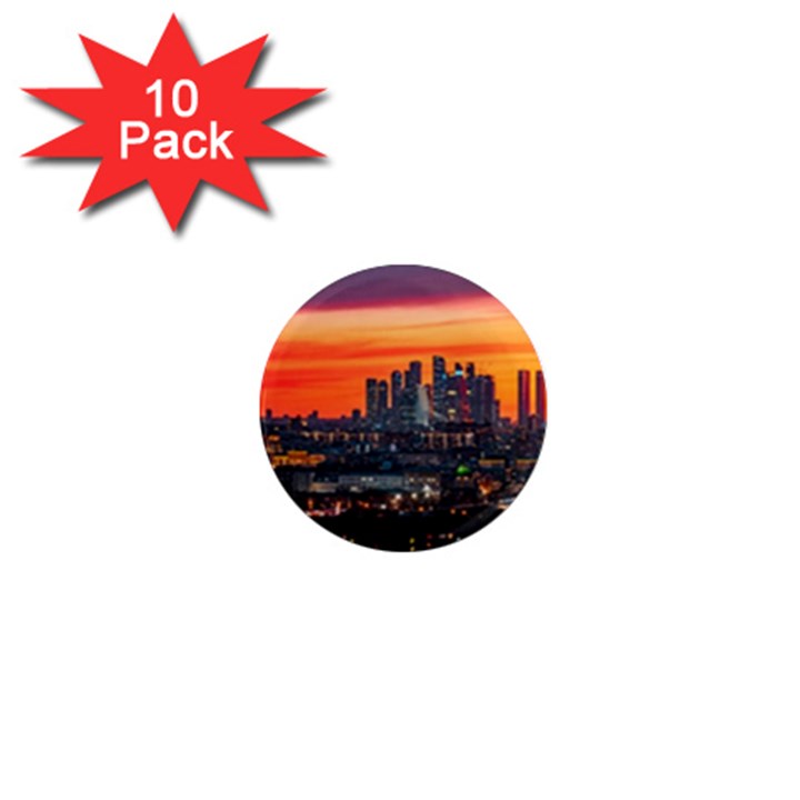 Downtown Skyline Sunset Buildings 1  Mini Magnet (10 pack) 