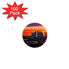 Downtown Skyline Sunset Buildings 1  Mini Magnets (100 Pack)  by Ravend