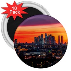 Downtown Skyline Sunset Buildings 3  Magnets (10 Pack)  by Ravend