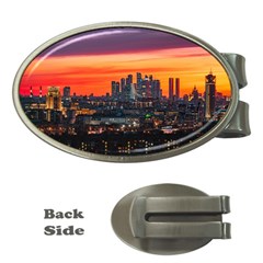 Downtown Skyline Sunset Buildings Money Clips (oval)  by Ravend