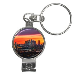 Downtown Skyline Sunset Buildings Nail Clippers Key Chain by Ravend