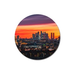 Downtown Skyline Sunset Buildings Magnet 3  (round) by Ravend