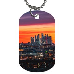 Downtown Skyline Sunset Buildings Dog Tag (two Sides) by Ravend