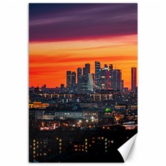 Downtown Skyline Sunset Buildings Canvas 12  X 18  by Ravend