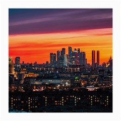 Downtown Skyline Sunset Buildings Medium Glasses Cloth by Ravend