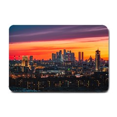 Downtown Skyline Sunset Buildings Small Doormat by Ravend