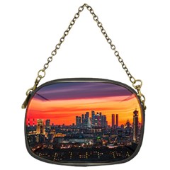 Downtown Skyline Sunset Buildings Chain Purse (two Sides) by Ravend