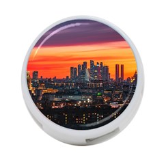 Downtown Skyline Sunset Buildings 4-port Usb Hub (one Side) by Ravend