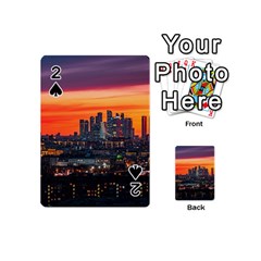 Downtown Skyline Sunset Buildings Playing Cards 54 Designs (mini) by Ravend