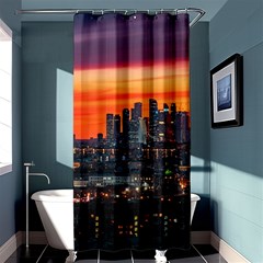 Downtown Skyline Sunset Buildings Shower Curtain 36  X 72  (stall)  by Ravend