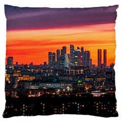 Downtown Skyline Sunset Buildings Large Cushion Case (two Sides) by Ravend