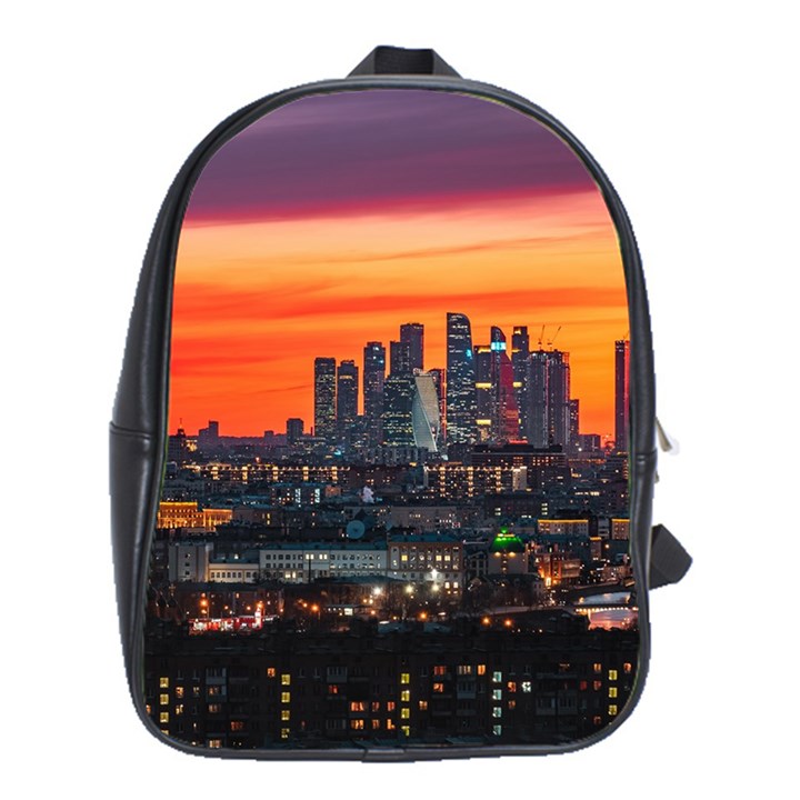 Downtown Skyline Sunset Buildings School Bag (XL)