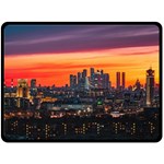 Downtown Skyline Sunset Buildings Fleece Blanket (Large) 80 x60  Blanket Front