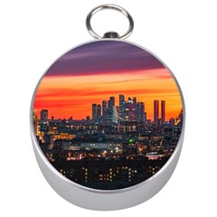 Downtown Skyline Sunset Buildings Silver Compasses by Ravend