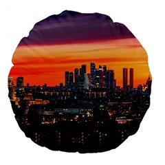 Downtown Skyline Sunset Buildings Large 18  Premium Flano Round Cushions by Ravend