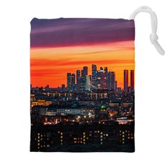 Downtown Skyline Sunset Buildings Drawstring Pouch (4xl) by Ravend