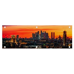 Downtown Skyline Sunset Buildings Banner And Sign 6  X 2  by Ravend