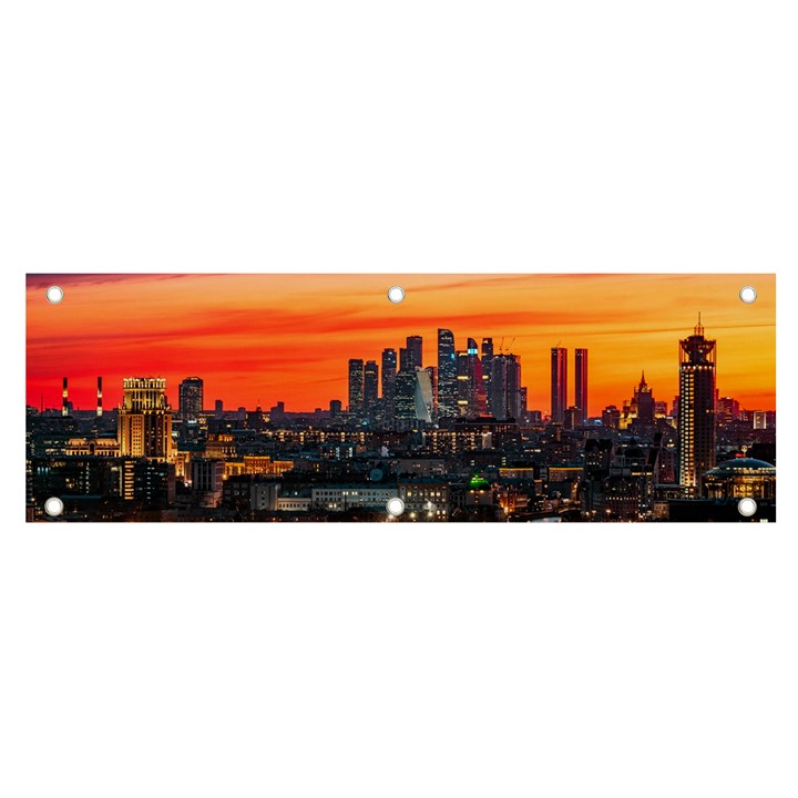 Downtown Skyline Sunset Buildings Banner and Sign 6  x 2 