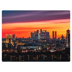 Downtown Skyline Sunset Buildings Premium Plush Fleece Blanket (extra Small) by Ravend