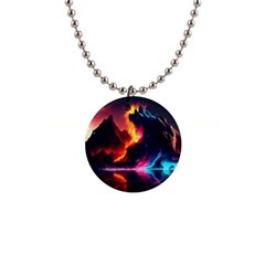 Mountain Color Colorful Love Art 1  Button Necklace by Ravend